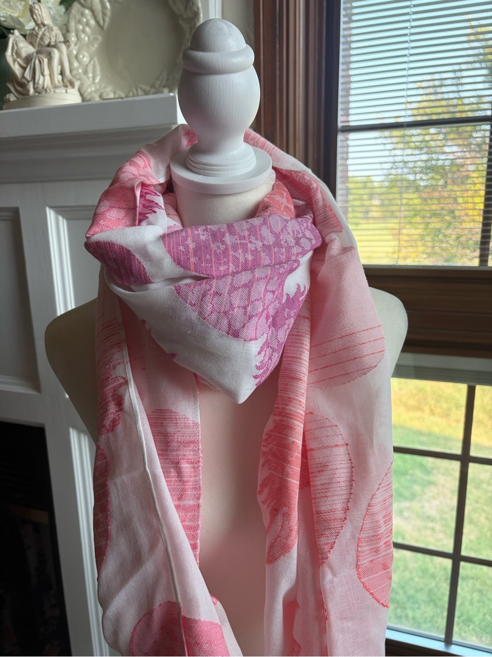 Talbots Pink Pineapple Patterned Scarf